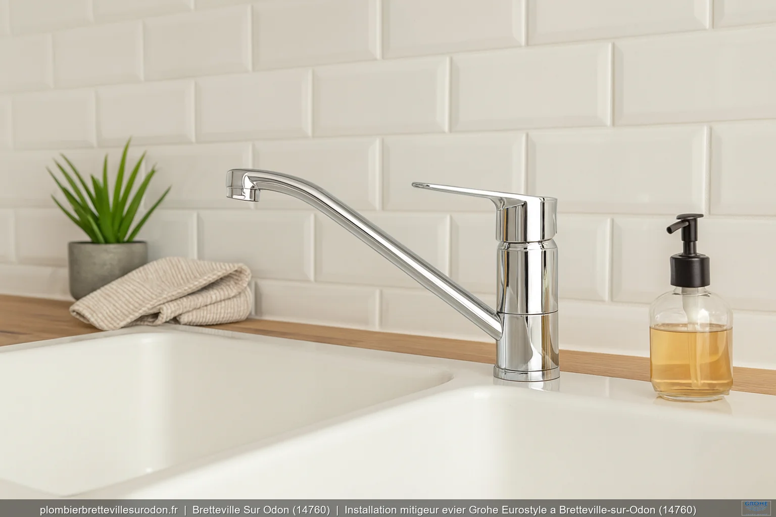 Installation mitigeur evier Grohe Eurostyle a Bretteville-sur-Odon (14760)