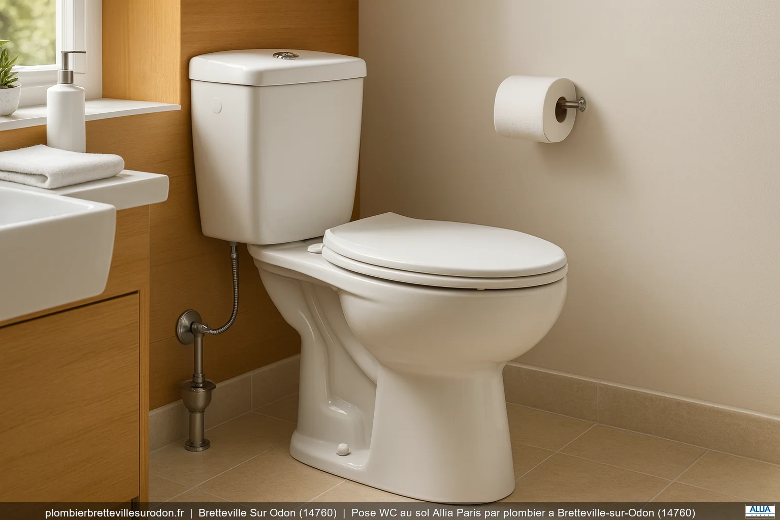 Pose WC au sol Allia Paris par plombier a Bretteville-sur-Odon (14760)