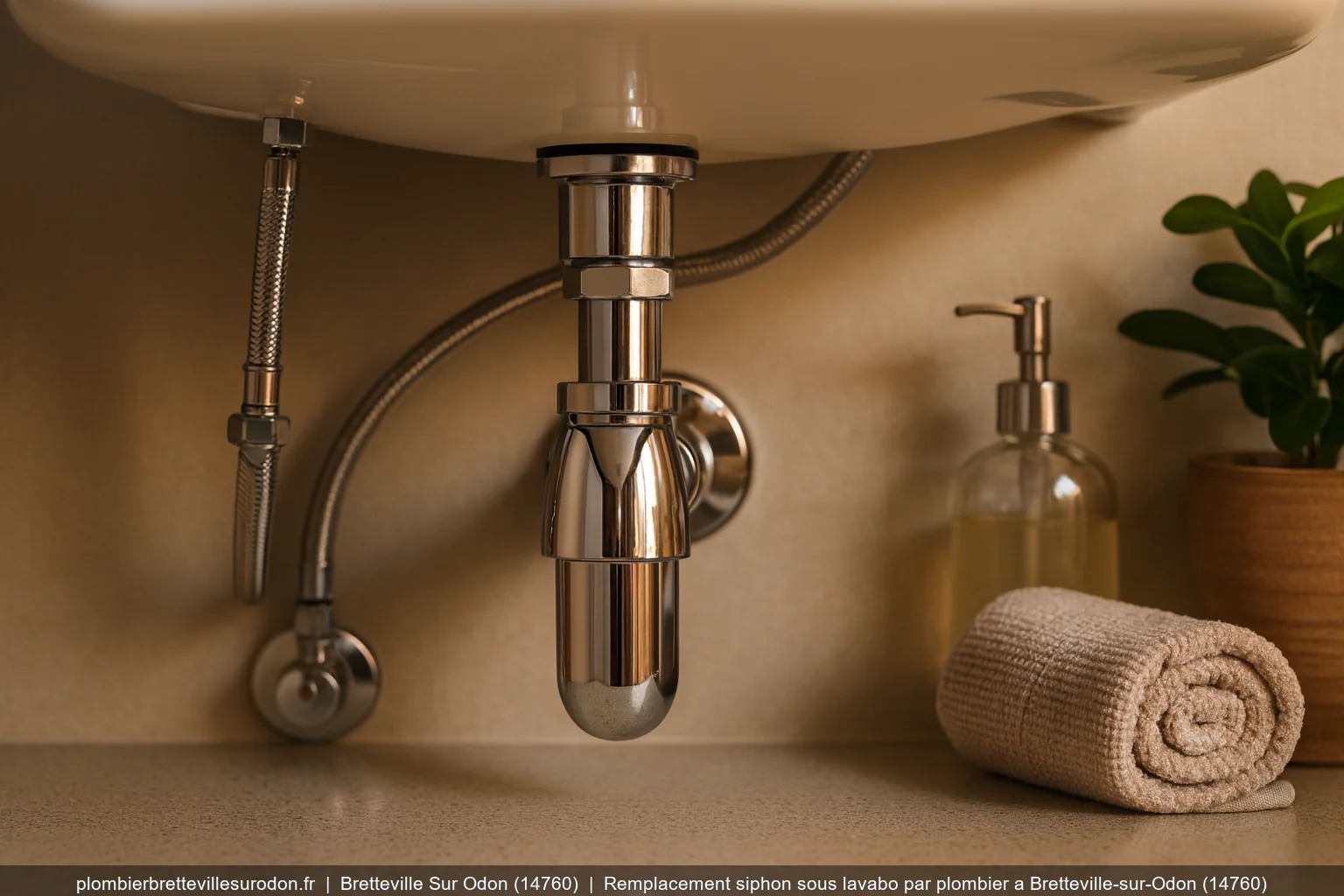 Remplacement siphon sous lavabo par plombier a Bretteville-sur-Odon (14760)