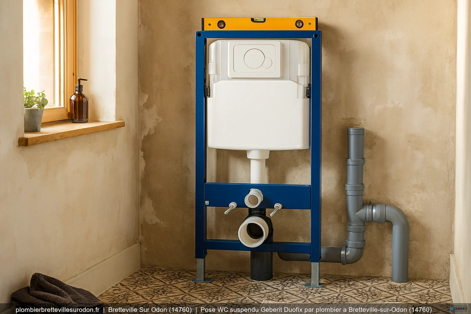 Pose WC suspendu Geberit Duofix par plombier a Bretteville-sur-Odon (14760)